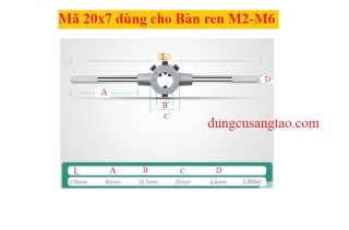 Tay cầm taro ren ngoài M1-M1.8 (mã 16x5) / Tay vặn Bàn ren M2-M6 (mã 20x7)