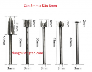 Điêu khắc gỗ - Bộ 5 mũi cán 3mm