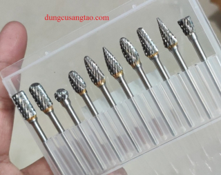  Bộ 10 mũi mài khuôn kim loại, gỗ, nhựa (Bộ lũa 10 món cán 3mm)