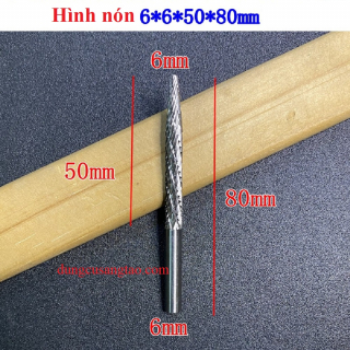 Đầu làm gỗ lũa cán dài hình trụ/ hình nón, trục 5mm / trục 6mm