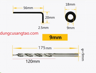 Mũi khoan xiên 2 tầng trụ xoắn 4.2-9mm, chuôi tròn dài 170mm