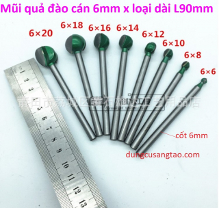 Đầu phá thô hình cầu trục 6mm / mũi phá thô quả đào cán 6mm