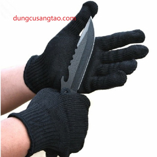 Đôi găng tay chống cắt, chống mài mòn - dệt thép không gỉ 17x23cm (loại ngắn)