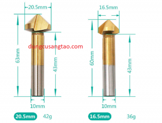 Mũi vét cạnh, khoét lỗ tròn 3 khía 90 độ