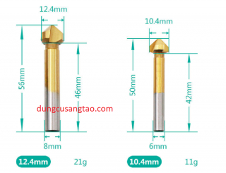 Mũi vét cạnh, khoét lỗ tròn 3 khía 90 độ