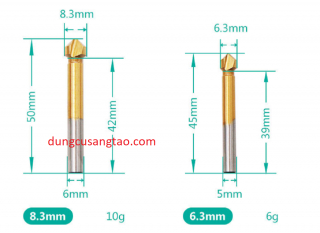 Mũi vét cạnh, khoét lỗ tròn 3 khía 90 độ