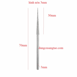 Mũi mài loại dài 70mm, điêu khắc đá, ngọc, thủy tinh, gốm sứ (mũi mài phủ kim cương)