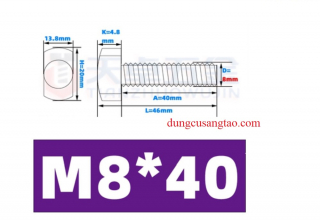 Bu lông T screw inox 304 tán siêu lớn (Bu lông chữ T)