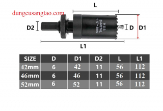 Mũi khoét lỗ BI-METAL D42 D46 D52mm