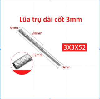 Mũi mài khuôn kim loại, gỗ, nhựa cán 3mm / mũi lũa hình trụ