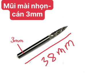 Mũi mài đầu nhọn chuyên mài khuôn kim loại, gỗ, nhựa cán 3mm (mũi lũa đầu nhọn)