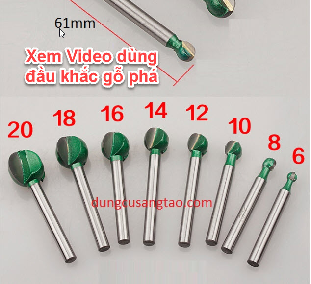 Đầu phá thô hình cầu trục 6mm