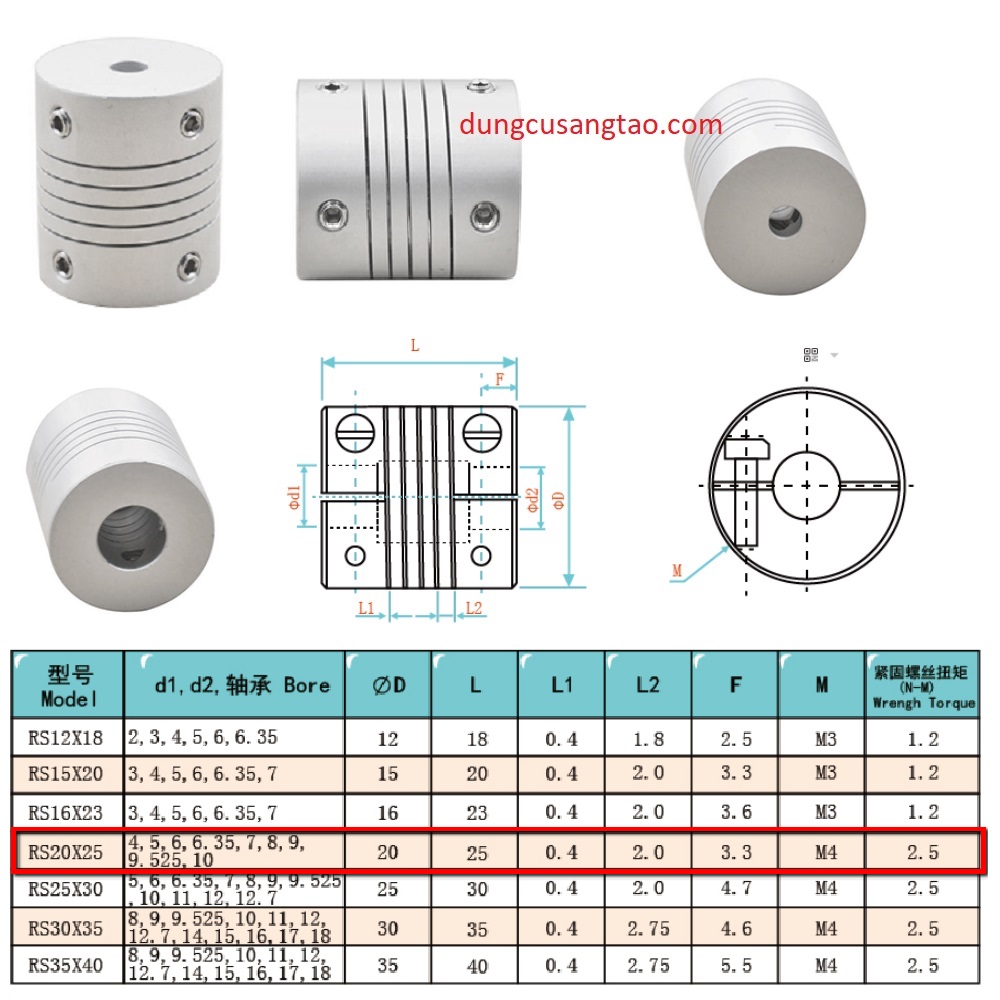 Khớp nối mềm - coupling D20