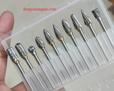 Bộ 10 mũi mài khuôn kim loại, gỗ, nhựa (Bộ lũa 10 món cán 3mm)