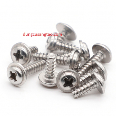 Ốc inox đầu chữ thập (semi round có mặt bích)